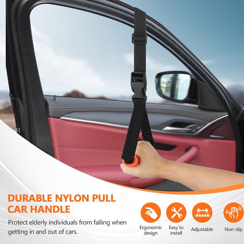 Kaiedos Car Door Handle for Elderly - 2026 New 3-in-1 Car Handle Assist, 2 Pack Auto Cane Portable Vehicle Support Handle Door Assist Bar, Max Load 500 Lbs, Anti-Slip Design (Orange-Car Handle +Strap) - Image 3